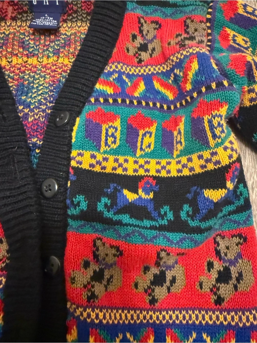Gap Baby Vintage 90s Teddy Bear Christmas Cardigan Size 12-18 Months